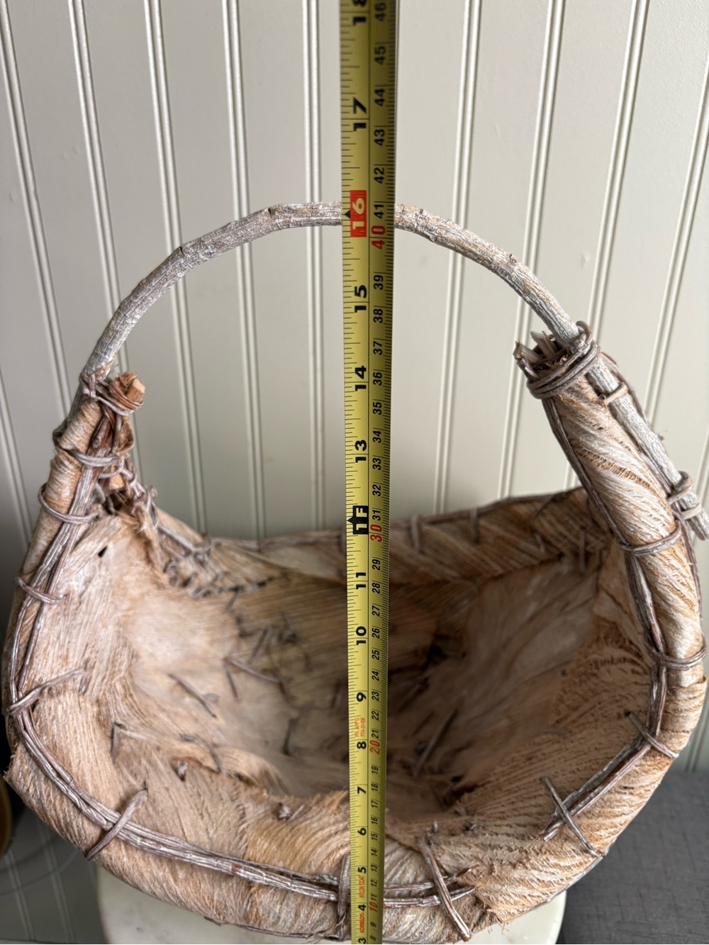 Primitive Palm Husk & Bent Twig Handmade Harvest Basket Rustic Vintage VTG Fiber - Picture 12 of 14